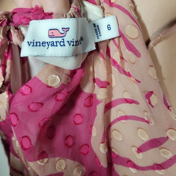 Vineyard Vines Women's Medallion Silk Blend Pink Halter Maxi Dress Size 6 - Picture 11 of 12